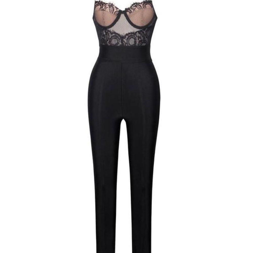 Wicked Black Lace Bandage Jumpsuit